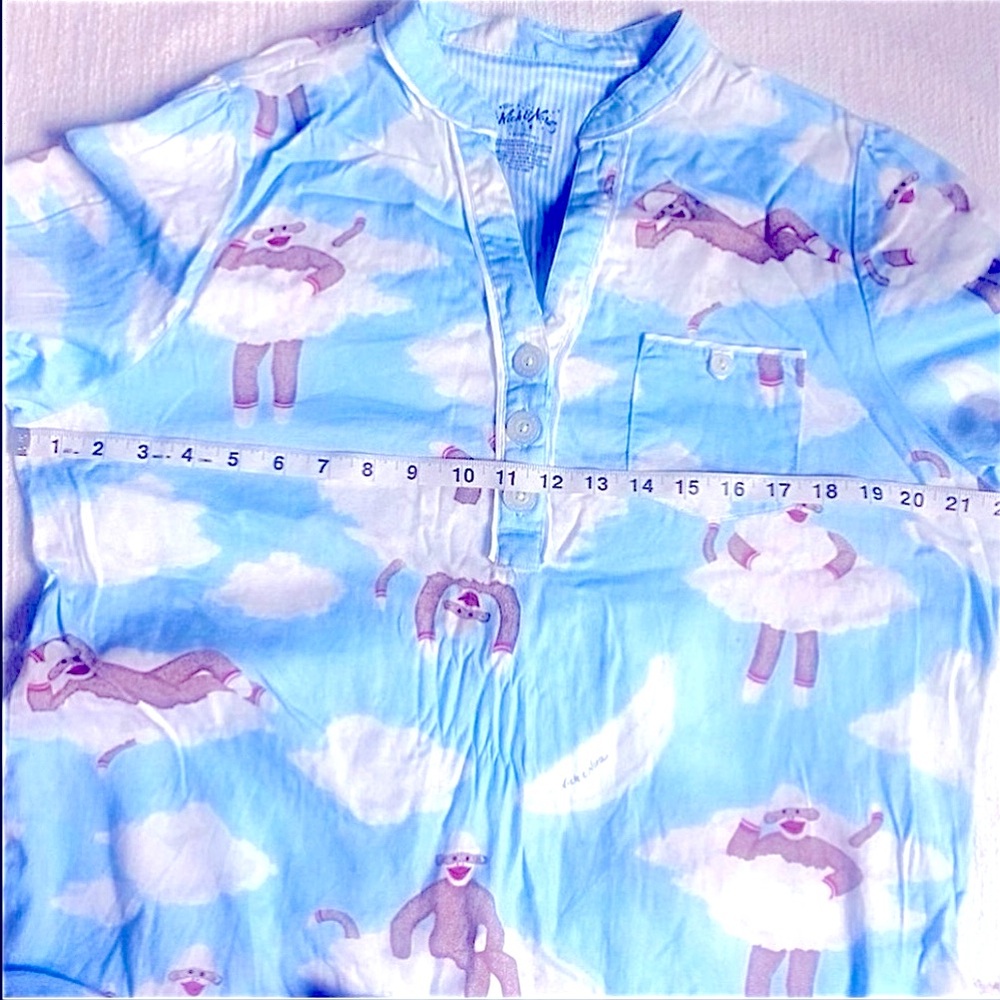 Nick & Nora sock monkey’s in the clouds sleeping gown size L - Picture 6 of 7